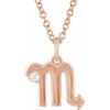 14 Karat Rose Gold Natural Diamond Scorpio Zodiac Necklace 0.015 CT, 16-18 Inch - $600