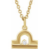 14K Yellow .015 CT Natural Diamond Libra Zodiac 16-18" Necklace