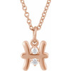 14K Rose .03 CTW Natural Diamond Pisces Zodiac 16-18" Necklace