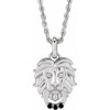 14K White Natural Black Spinel & .005 CTW Natural Diamond Lion 20" Necklace