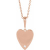 14 Karat Rose Gold Natural Diamond Engravable Heart Necklace 0.01 CT, 16-18 Inch - $975