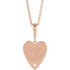 14K Rose .01 CT Natural Diamond Engravable Heart 16-18" Necklace