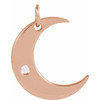 14K Rose .01 CT Natural Diamond Crescent Moon Pendant