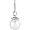 14K White Cultured White Akoya Pearl & .04 CTW Natural Diamond 16-18" Necklace  