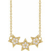 14 Karat Yellow Gold Natural Diamond Triple Star Necklace 0.06 CTW, 16-18 Inch - $707