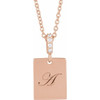 14K Rose .02 CTW Natural Diamond Engravable 16-18" Necklace 
