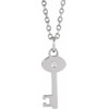 Platinum Natural Diamond Key Necklace 0.0025 CT, 16-18 Inch - $794