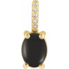 14K Yellow 7x5 mm Natural Black Onyx & .02 CTW Natural Diamond Pendant