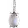 Platinum 7x5 mm Natural Rainbow Moonstone & .02 CTW Natural Diamond Pendant
