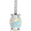 Sterling Silver 5x3 mm Natural White Opal & .02 CTW Natural Diamond Pendant