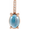 14K Rose 9x7 mm Natural London Blue Topaz & .02 Natural Diamond Pendant