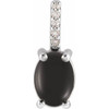14K White 9x7 mm Natural Black Onyx & .02 Natural Diamond Pendant
