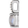 Sterling Silver 9x7 mm Natural Rainbow Moonstone & .02 Natural Diamond Pendant