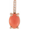 14K Rose 6x4 mm Natural Pink Coral & .02 CTW Natural Diamond Pendant