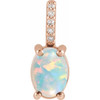14K Rose 9x7 mm Natural White Opal & .02 Natural Diamond Pendant
