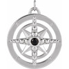 14K White Natural Black Onyx Compass Pendant