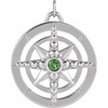 14K White Natural Tsavorite Garnet Compass Pendant
