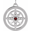 14K White Natural Mozambique Garnet Compass Pendant