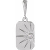 14K White .015 CT Natural Diamond Sun Pendant