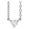 Sterling Silver .06 CT Natural Diamond 3-Prong 18" Necklace