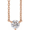 14K Rose .06 CT Natural Diamond 3-Prong 18" Necklace