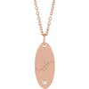 14K Rose .015 CT Natural Diamond Engravable 16-18" Necklace