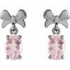 14K White 7x5 mm Natural Pink Morganite Bow Earrings