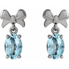 Platinum 7x5 mm Natural Sky Blue Topaz Bow Earrings