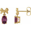 14K Yellow 7x5 mm Natural Rhodolite Garnet Bow Earrings