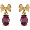 14K Yellow 7x5 mm Natural Rhodolite Garnet Bow Earrings