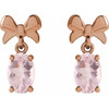 14K Rose 7x5 mm Natural Pink Morganite Bow Earrings