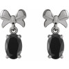 Platinum 7x5 mm Natural Black Onyx Bow Earrings