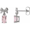 Platinum 7x5 mm Natural Pink Morganite Bow Earrings