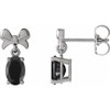 Sterling Silver 6x4 mm Natural Black Onyx Bow Earrings