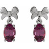 Sterling Silver 6x4 mm Natural Rhodolite Garnet Bow Earrings