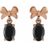 14K Rose 6x4 mm Natural Black Onyx Bow Earrings
