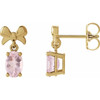 14K Yellow 6x4 mm Natural Pink Morganite Bow Earrings