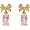 14K Yellow 6x4 mm Natural Pink Morganite Bow Earrings