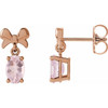 14K Rose 6x4 mm Natural Pink Morganite Bow Earrings