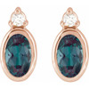 14K Rose 5x3 mm Lab-Grown Alexandrite & .03 CTW Natural Diamond Earrings