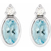 14 Karat White Gold 5x3 mm Natural Aquamarine & .03 CTW Natural Diamond Earrings