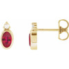 14K Yellow 5x3 mm Lab-Grown Ruby & .03 CTW Natural Diamond Earrings