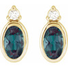 14K Yellow 5x3 mm Lab-Grown Alexandrite & .03 CTW Natural Diamond Earrings