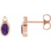 14 Karat Rose Gold 5x3 mm Natural Amethyst & .03 CTW Natural Diamond Earrings