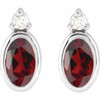Platinum 5x3 mm Natural Mozambique Garnet & .03 CTW Natural Diamond Earrings