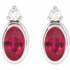 Platinum 5x3 mm Lab-Grown Ruby & .03 CTW Natural Diamond Earrings
