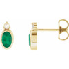 14K Yellow 5x3 mm Lab-Grown Emerald & .03 CTW Natural Diamond Earrings