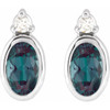Sterling Silver 5x3 mm Lab-Grown Alexandrite & .03 CTW Natural Diamond Earrings