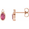 14 Karat Rose Gold 5x3 mm Natural Pink Tourmaline & .03 CTW Natural Diamond Earrings