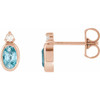14K Rose 5x3 mm Natural Blue Zircon & .03 CTW Natural Diamond Earrings